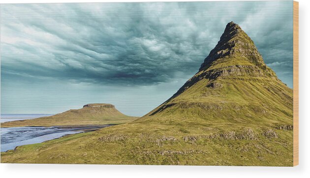 Iceland Wood Print featuring the photograph Stormy Church Mountain by David Letts