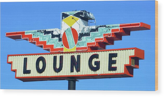 Thunderbird Lounge Route 66 Tucumcari New Mexico Wood Print featuring the photograph Thunderbird Lounge sign circa 1950s by David Lee Thompson