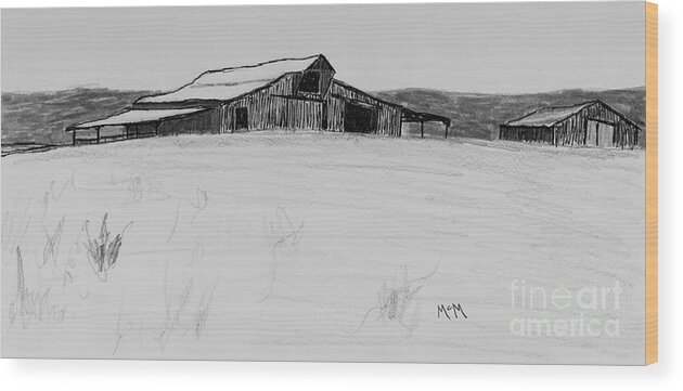 Old Barn Wood Print featuring the drawing Ozark Barn #1 by Garry McMichael