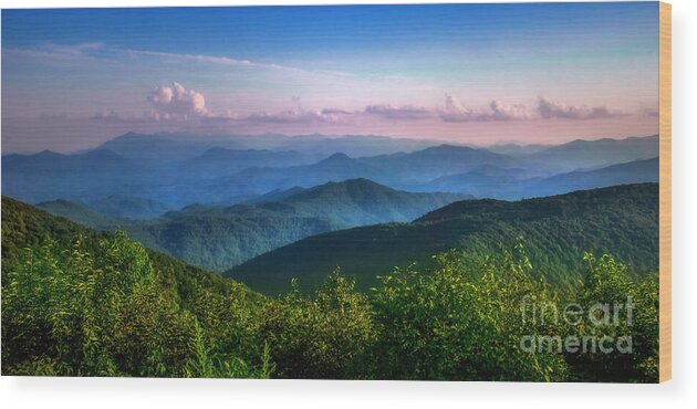 Blue Ridge Wood Print featuring the photograph Scenic View of Blue Ridge Mountains by Shelia Hunt