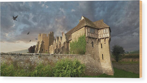 Stoksay Manor House Wood Print featuring the photograph Photo of Stokesay Castle, fortified manor house, Shropshire, England by Paul E Williams