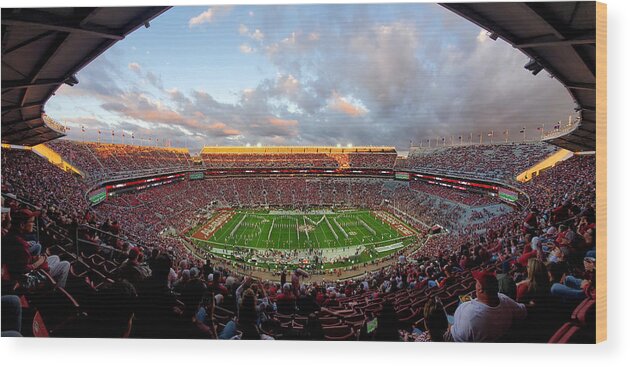 Gameday Wood Print featuring the photograph Bama Spell Out Bryant-Denny Stadium by Kenny Glover