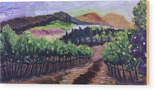 Landscape Wood Print featuring the painting Afternoon Vines by Roxy Rich