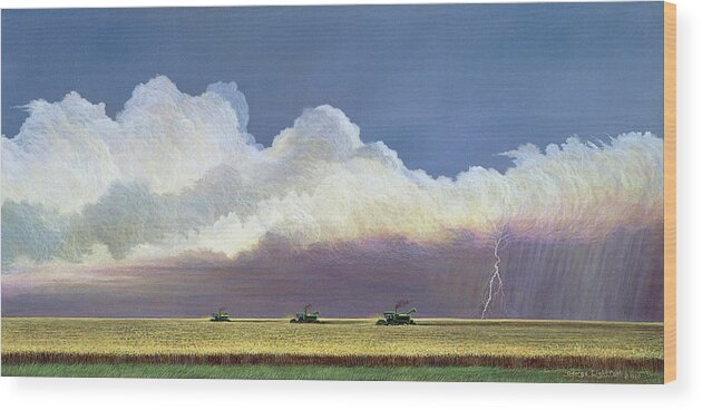 Landscape Wood Print featuring the painting Against The Storm by George Lightfoot