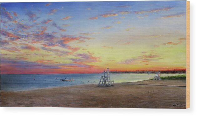 Sunset Wood Print featuring the painting Atlantic Sunset by Jonathan Gladding