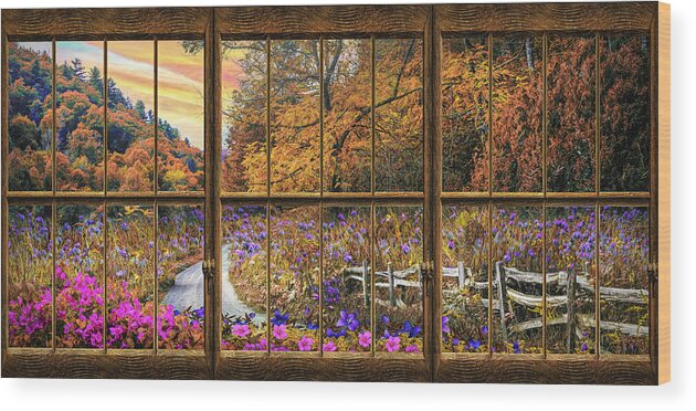 Clouds Wood Print featuring the photograph Fall Window View by Debra and Dave Vanderlaan