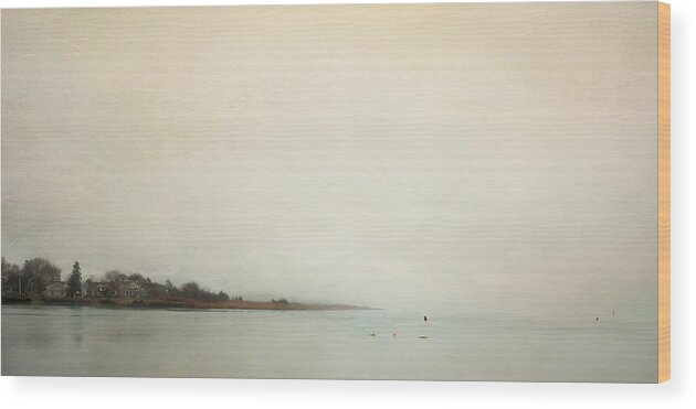 Fog Wood Print featuring the photograph Fog over Rings Island by Karen Lynch