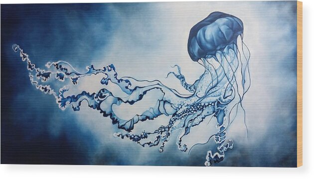 Jellyfish Wood Print featuring the painting Jellyfish dreams by Sabrina Motta