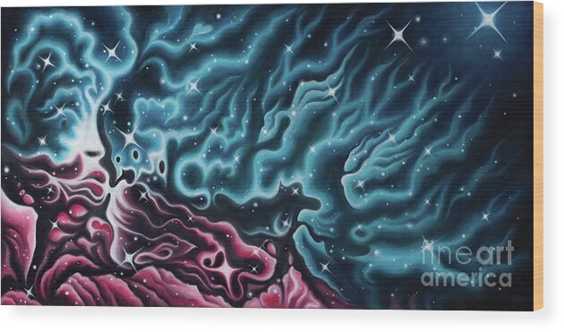 Space Wood Print featuring the painting Memories of Stardust by Tiffany Davis-Rustam