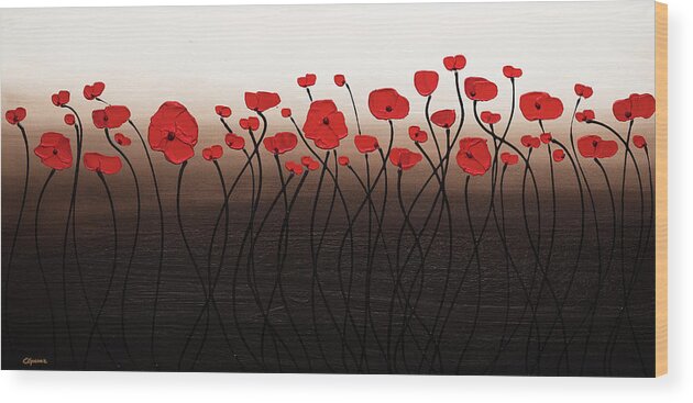 Poppy Wood Print featuring the painting New Season by Carmen Guedez