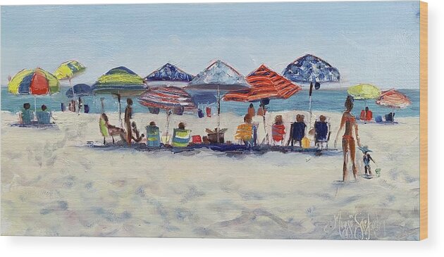 Impressionistic Beach Wood Print featuring the painting Rainbow Row by Maggii Sarfaty
