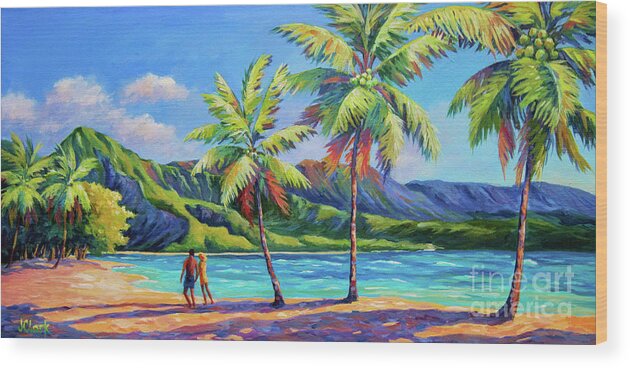 Kauai Wood Print featuring the painting Romantic Hanalei Bay by John Clark