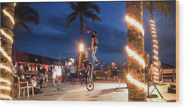 Performer Wood Print featuring the digital art Street Performers at Fort Myers Beach by Andrew West
