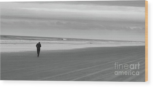 Beach Wood Print featuring the photograph The Jogger by Neala McCarten