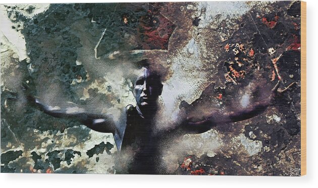 Trent Reznor Wood Print featuring the painting Trent Reznor - The Fragile by Bobby Zeik