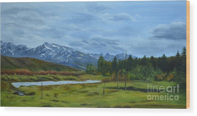Northern Wood Print featuring the painting Wild Alaska by Mary Rogers