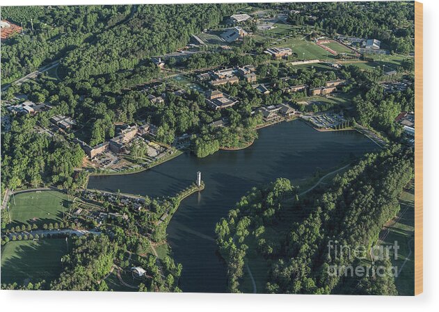 Furman University Wood Print featuring the photograph Furman University Campus Aerial #7 by David Oppenheimer