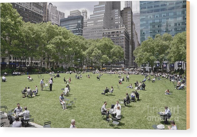 New York City; New York; Nyc; Manhattan; Bryant Park Wood Print featuring the photograph Bryant Park in New York City by David Oppenheimer