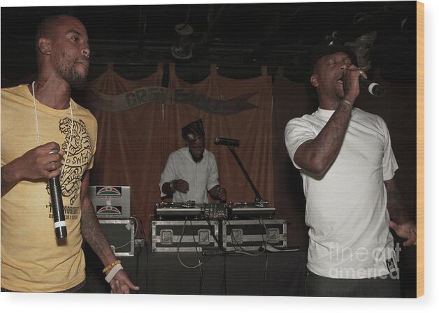 2011 Wood Print featuring the photograph Dead Prez Photos with M-1, stic.man and mikeflo by David Oppenheimer