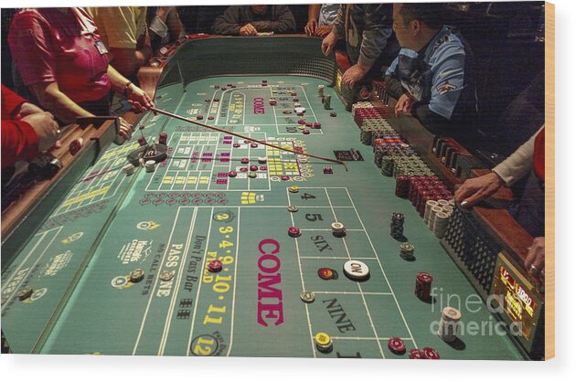 Craps Wood Print featuring the photograph Craps Table at Harrah's Cherokee Casino Resort #2 by David Oppenheimer