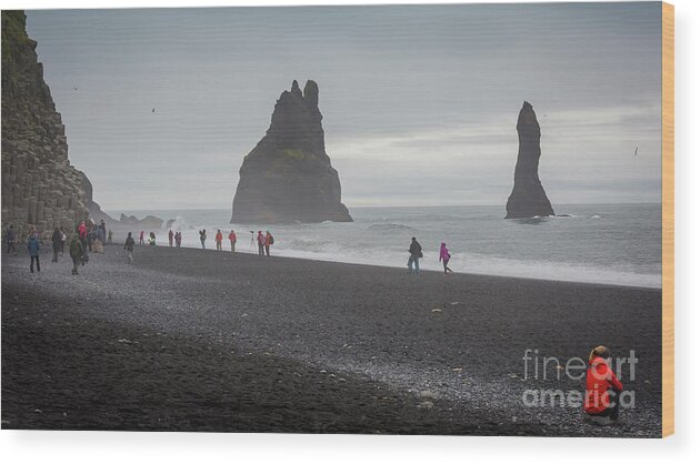 Europe Wood Print featuring the photograph Black sand beach by Agnes Caruso