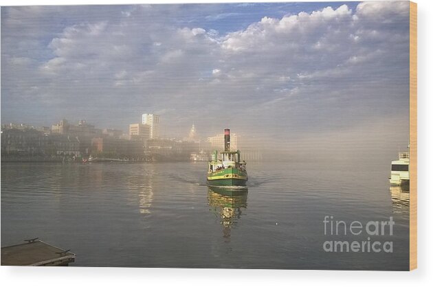 Fog Wood Print featuring the photograph Fog over the river by Agnes Caruso