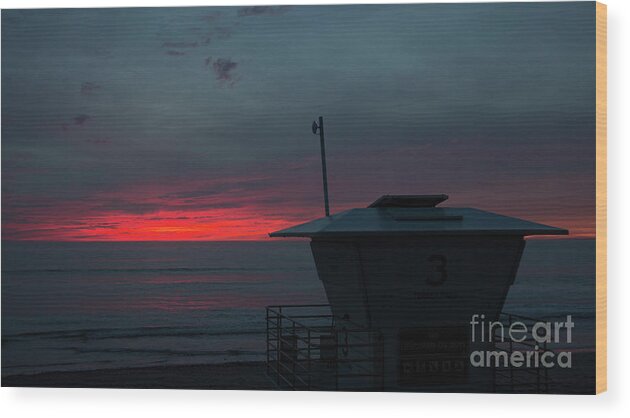 California Wood Print featuring the photograph Red sunset in La Jolla by Agnes Caruso