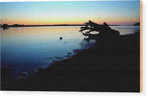 Sunset Wood Print featuring the photograph Siletz Bay Sunset 6127 by Jerry Sodorff