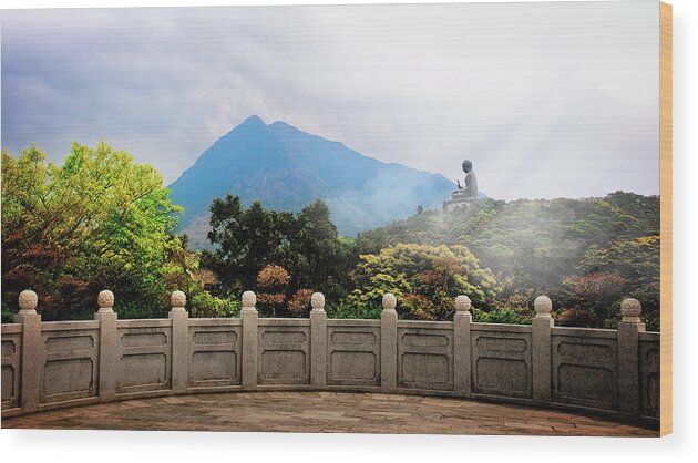 Hong Kong Wood Print featuring the photograph The Light of Buddha by Kevin McClish