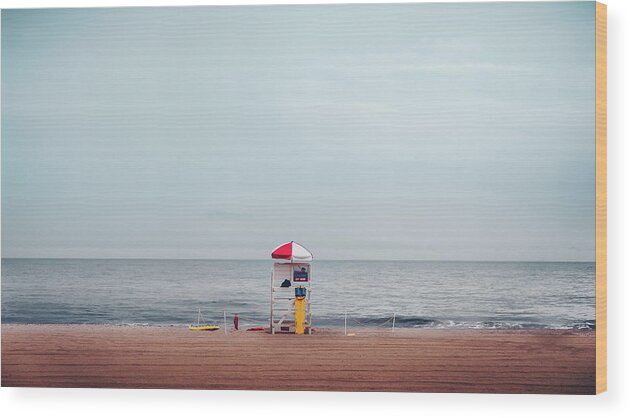 Office Decor Wood Print featuring the photograph Lifeguard Stand by Steve Stanger