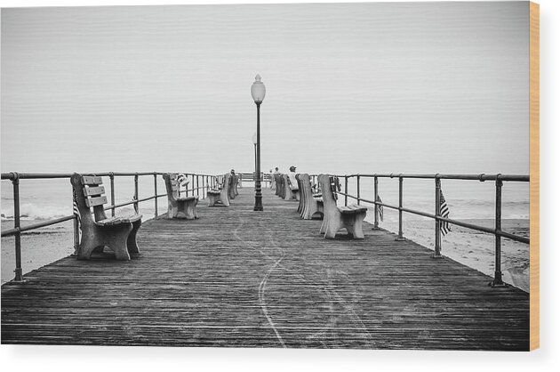 Beach Wood Print featuring the photograph Ocean Grove Pier 1 by Steve Stanger