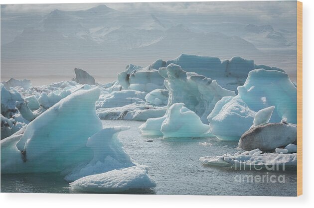Canon Wood Print featuring the photograph Glacial lagoon in afternoon light by Agnes Caruso