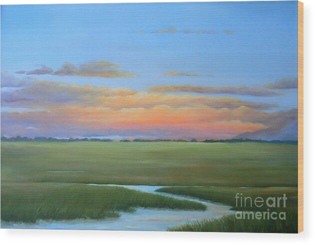 Audrey Mcleod Wood Print featuring the painting Lowcountry Sunset by Audrey McLeod
