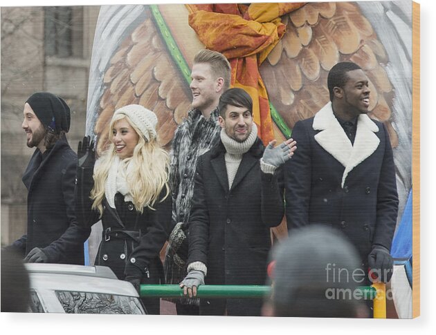 Macy's Thanksgiving Day Parade Wood Print featuring the photograph Pentatonix on Homewood Suites Float at Macy's Thanksgiving Day Parade #2 by David Oppenheimer
