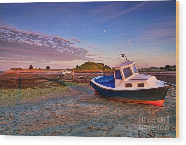 Alnmouth Wood Print featuring the photograph Alnmouth at Sunset by Les Bell