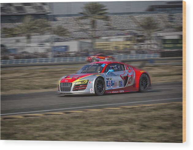 Daytona 24 Wood Print featuring the photograph Audi R8 LMS by Bill Linhares
