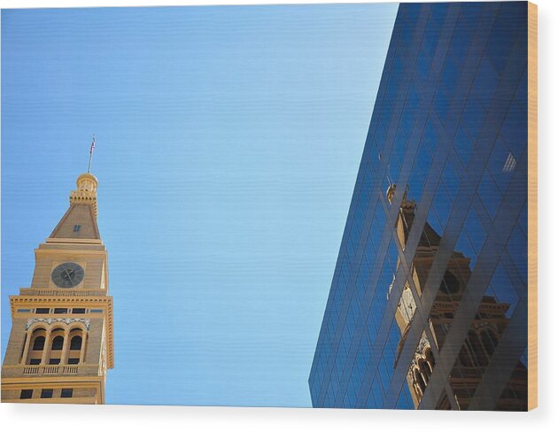 Reflect Wood Print featuring the photograph Clock Tower 5411 by Jerry Sodorff