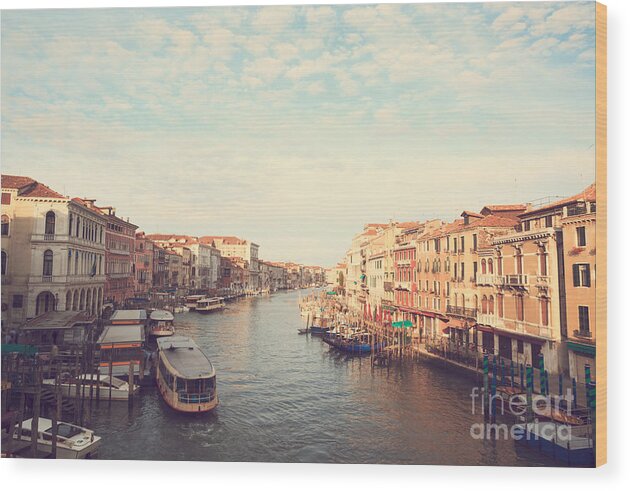 Vintage Wood Print featuring the photograph Grand canal vintage style by Matteo Colombo