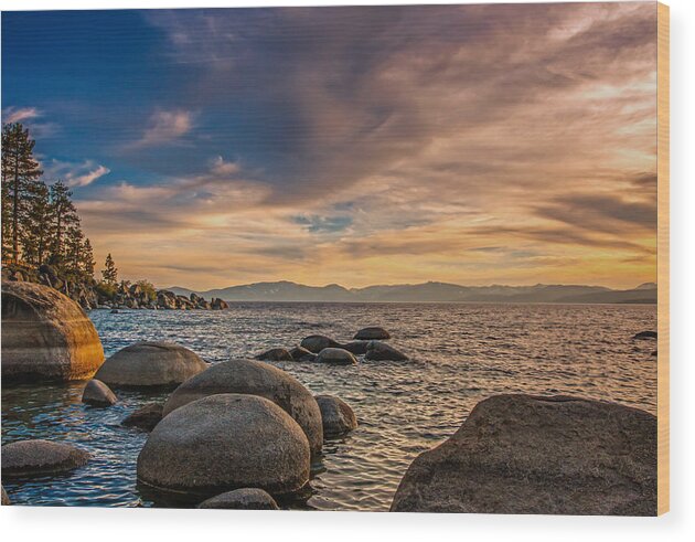 Nevada Wood Print featuring the photograph Lake Tahoe Sunset by Marc Crumpler