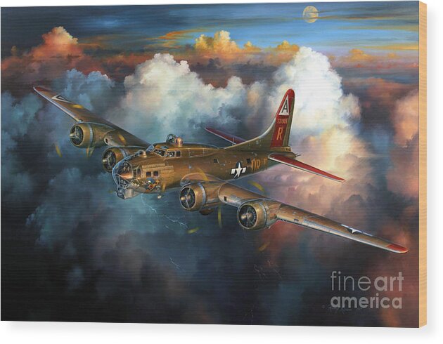Aviation Art Wood Print featuring the painting Last Flight For Nine-O-Nine by Randy Green