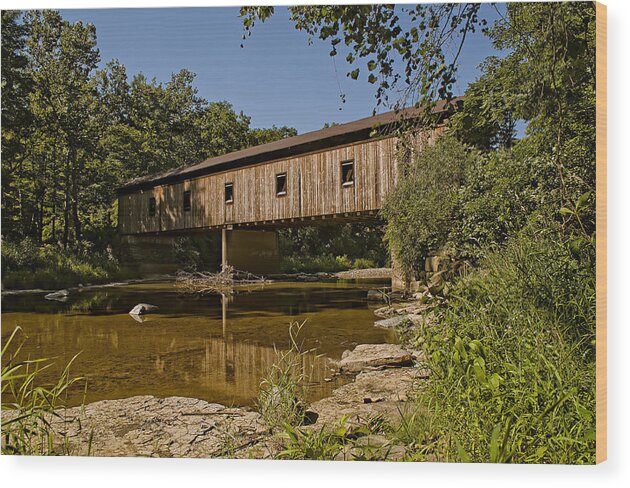 2x3 Wood Print featuring the photograph Olins Road Covered Bridge #1 by At Lands End Photography