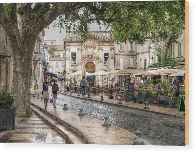 Avignon Wood Print featuring the photograph Avignon in the rain by Claudio Maioli