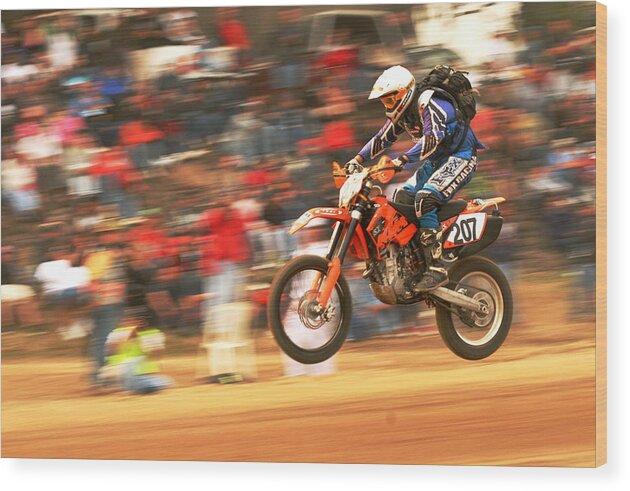 Sports Wood Print featuring the photograph Baja 500 Motorcycle by Robert McKinstry