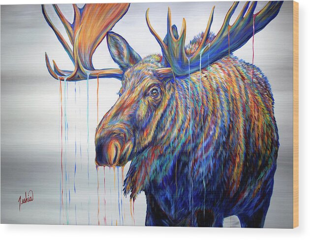 Moose Wood Print featuring the painting Daydreamer by Teshia Art