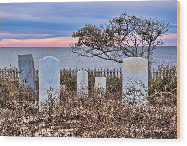 North Carolina Wood Print featuring the photograph Soundfront Cemetery - Salvo 3485 by Dan Beauvais