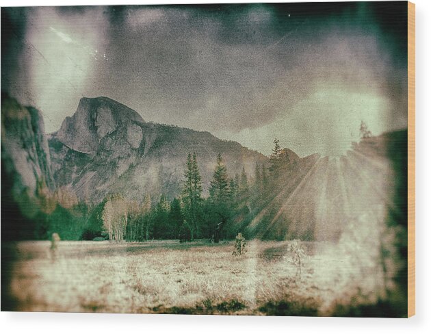 Yosemite Wood Print featuring the photograph Yosemite Valley Half Dome Collodion by Lawrence Knutsson