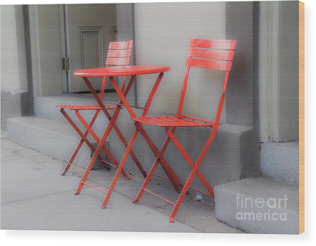 New Orleans Wood Print featuring the photograph Coffee table in red by Agnes Caruso