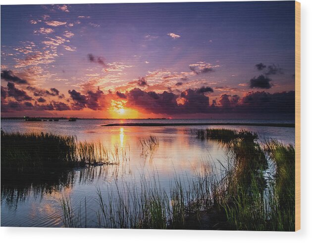 Sunrise Wood Print featuring the photograph Reflection Bay by Johnny Boyd