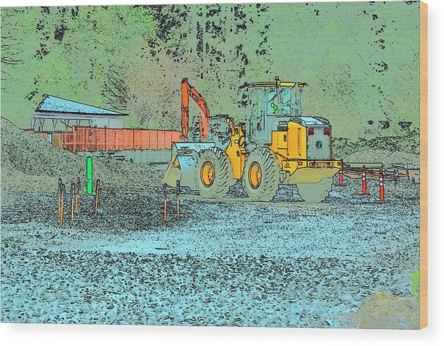 Construction Wood Print featuring the photograph Deere Excavator by Jerry Sodorff