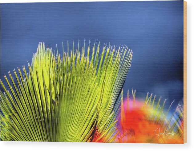 32733 Wood Print featuring the photograph Palm and Flower by Jerry Sodorff